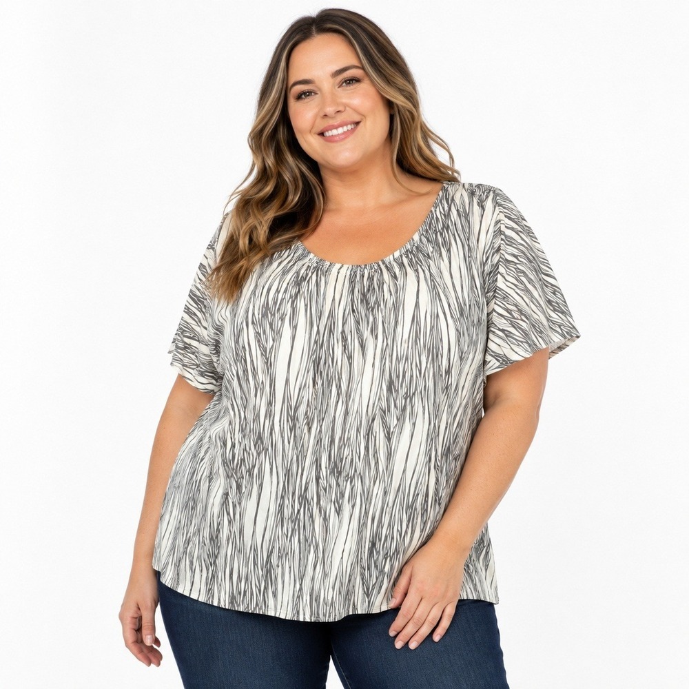 DASH by Kardashian Plus 1X Abstract Zebra Flowy Blouse